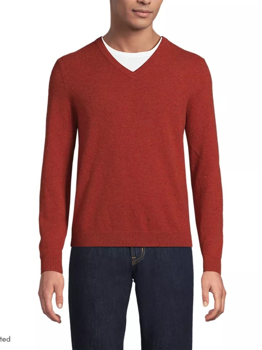 Lands End Men's Fine Gauge Cashmere V-neck Sweater Sz XL